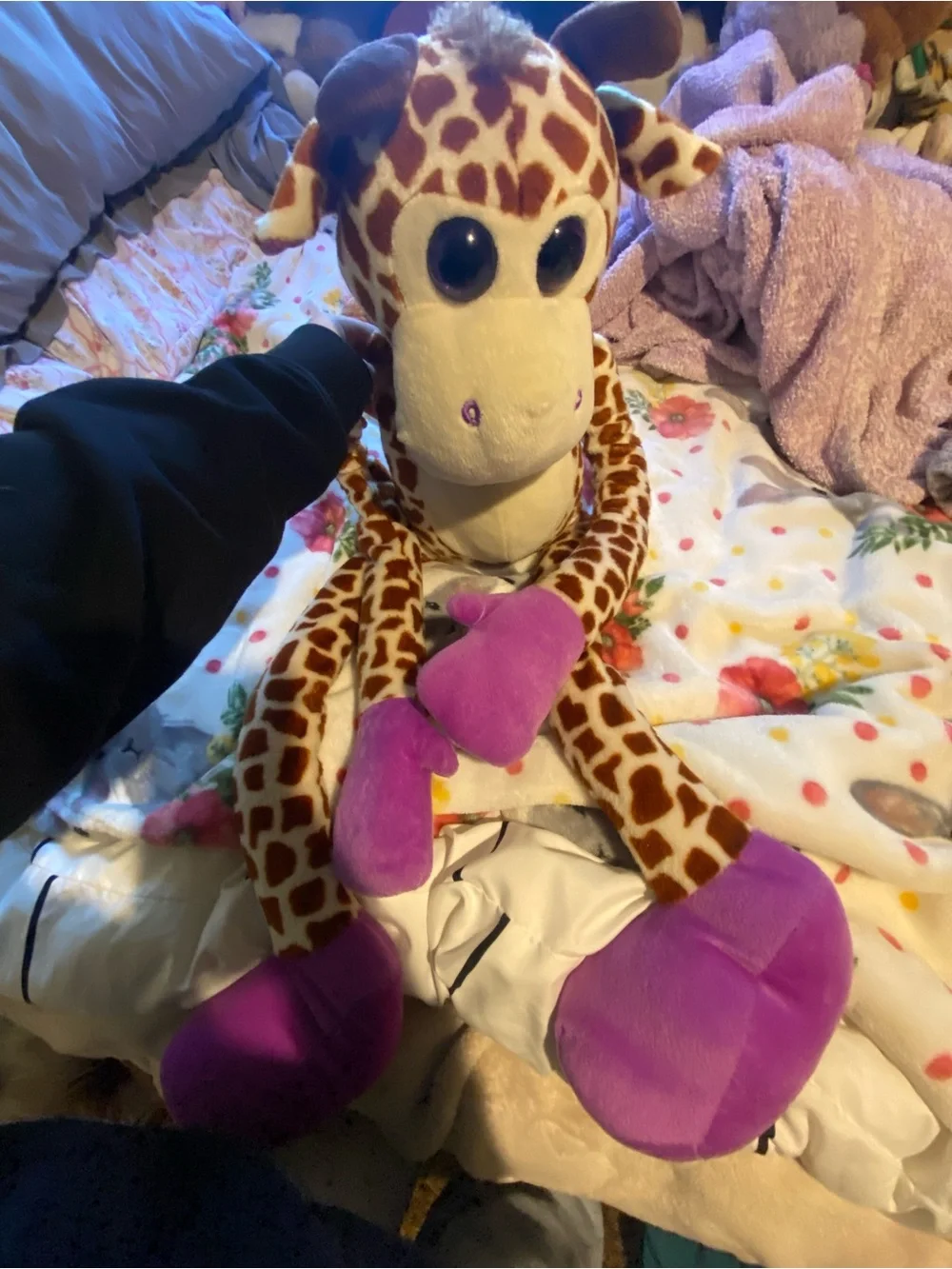 Plush Giraffe Stuffed Animal Toy - Brown & Purple